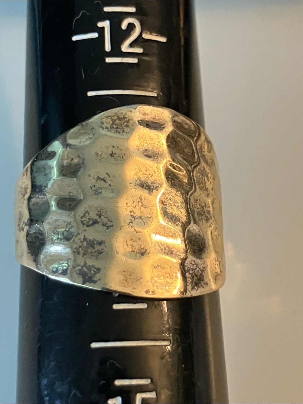 Large SETA Textured Hammered Dome Ring in Vermeil